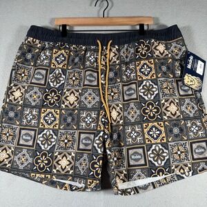 Modelo Especial Men 3XL Board Shorts Black Gold Tile Print Swim Trunks 16687